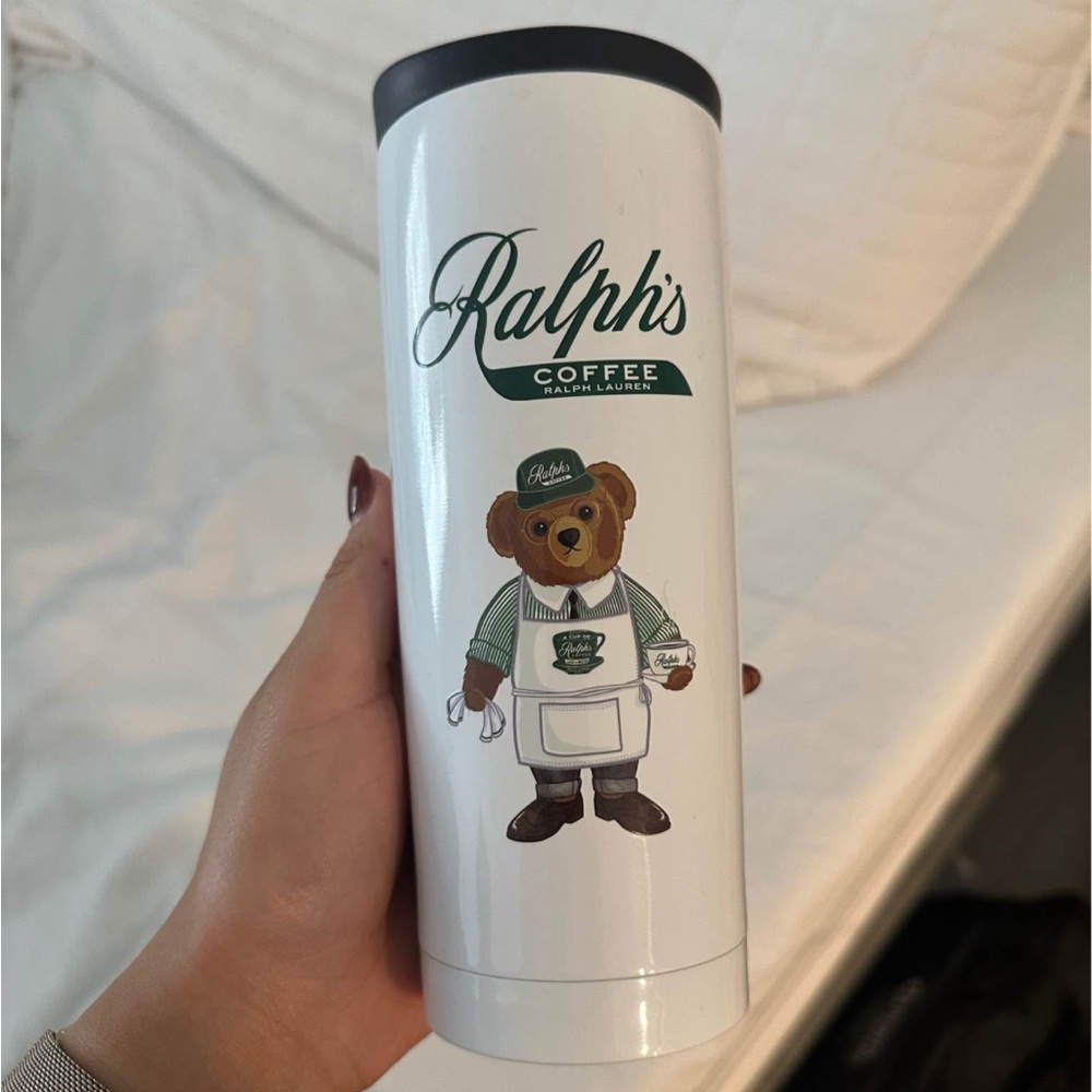 Polo by Ralph Lauren White Travel Mug with Bear Design